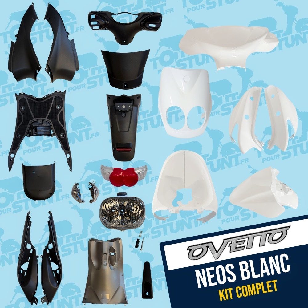 Kit carénage complet blanc Ovetto Neos après 2007 SCOOTER-MBK-STUNT-YAMAHA