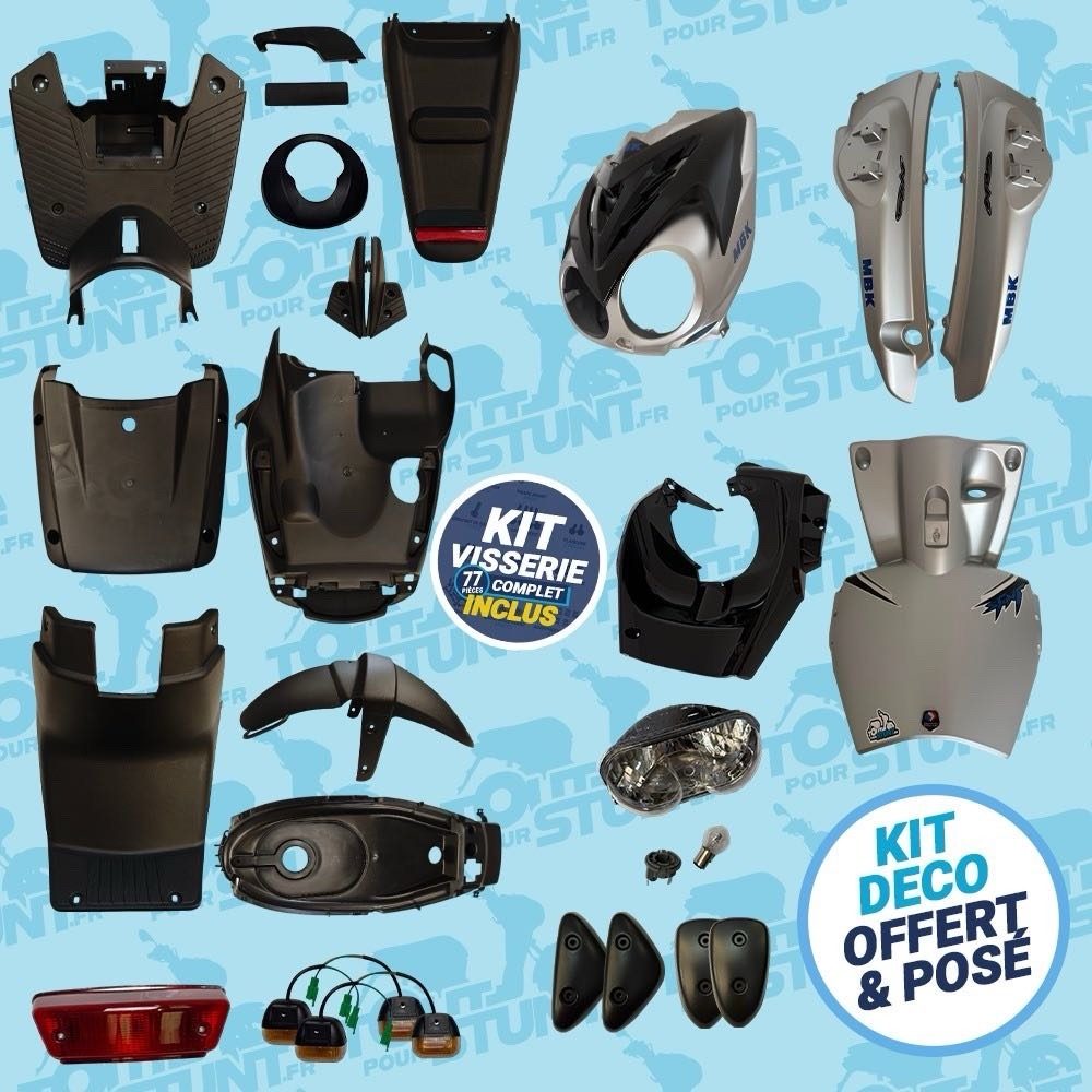 KIT CARÉNAGE COMPLET GRIS BLEU NAKED NKD STUNT MBK YAMAHA