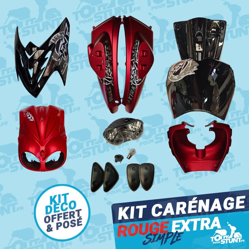 KIT CARÉNAGE SIMPLE ROUGE ET NOIR EXTRA FUN STUNT MBK YAMAHA