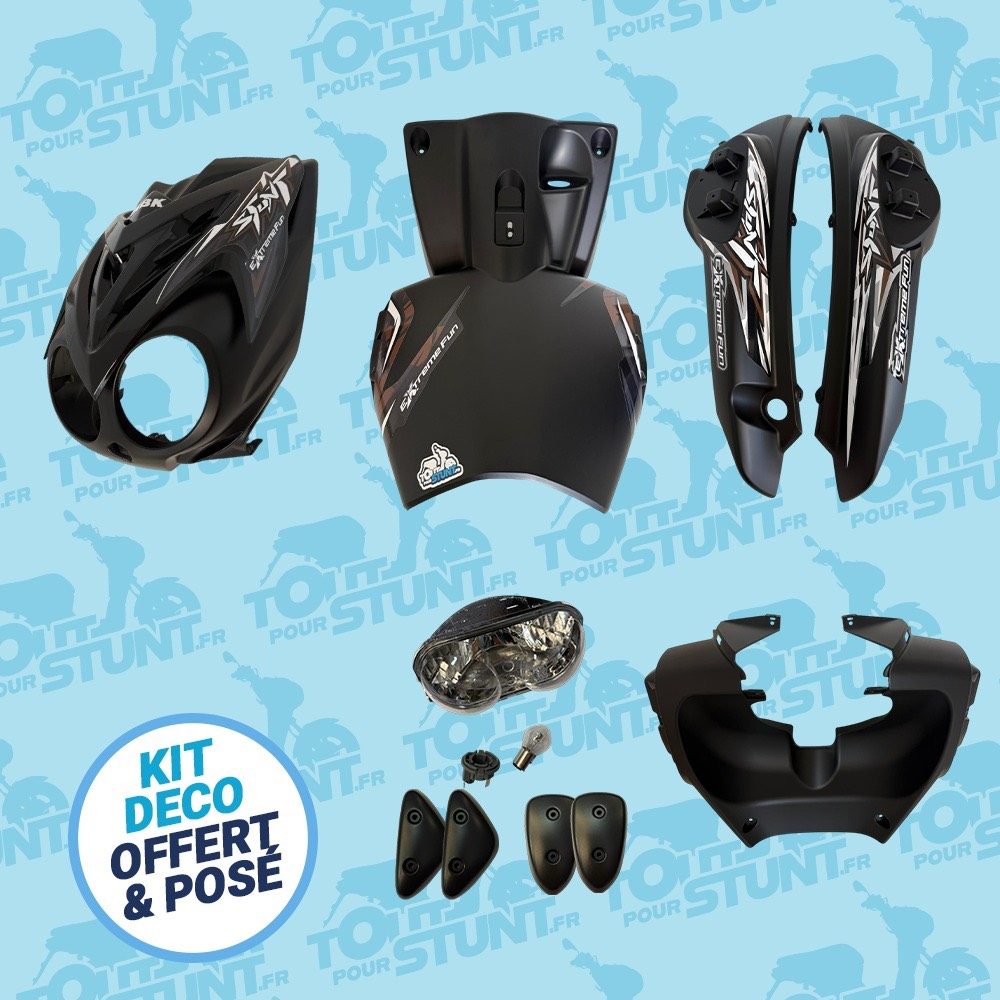 KIT CARÉNAGE SIMPLE NOIR ET MARRON EXTRÊME FUN STUNT MBK YAMAHA