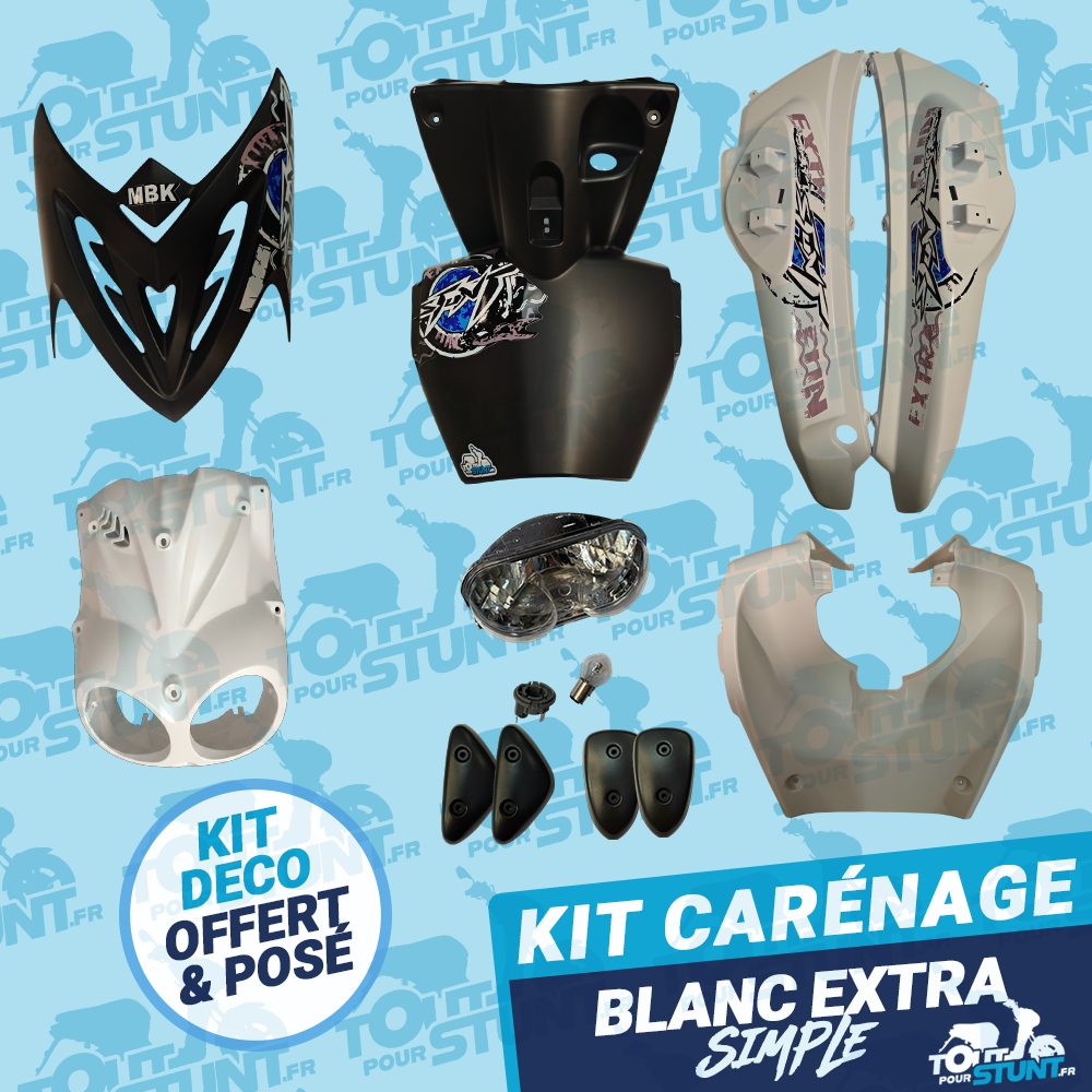 KIT CARÉNAGE SIMPLE BLANC EXTRA FUN STUNT MBK YAMAHA