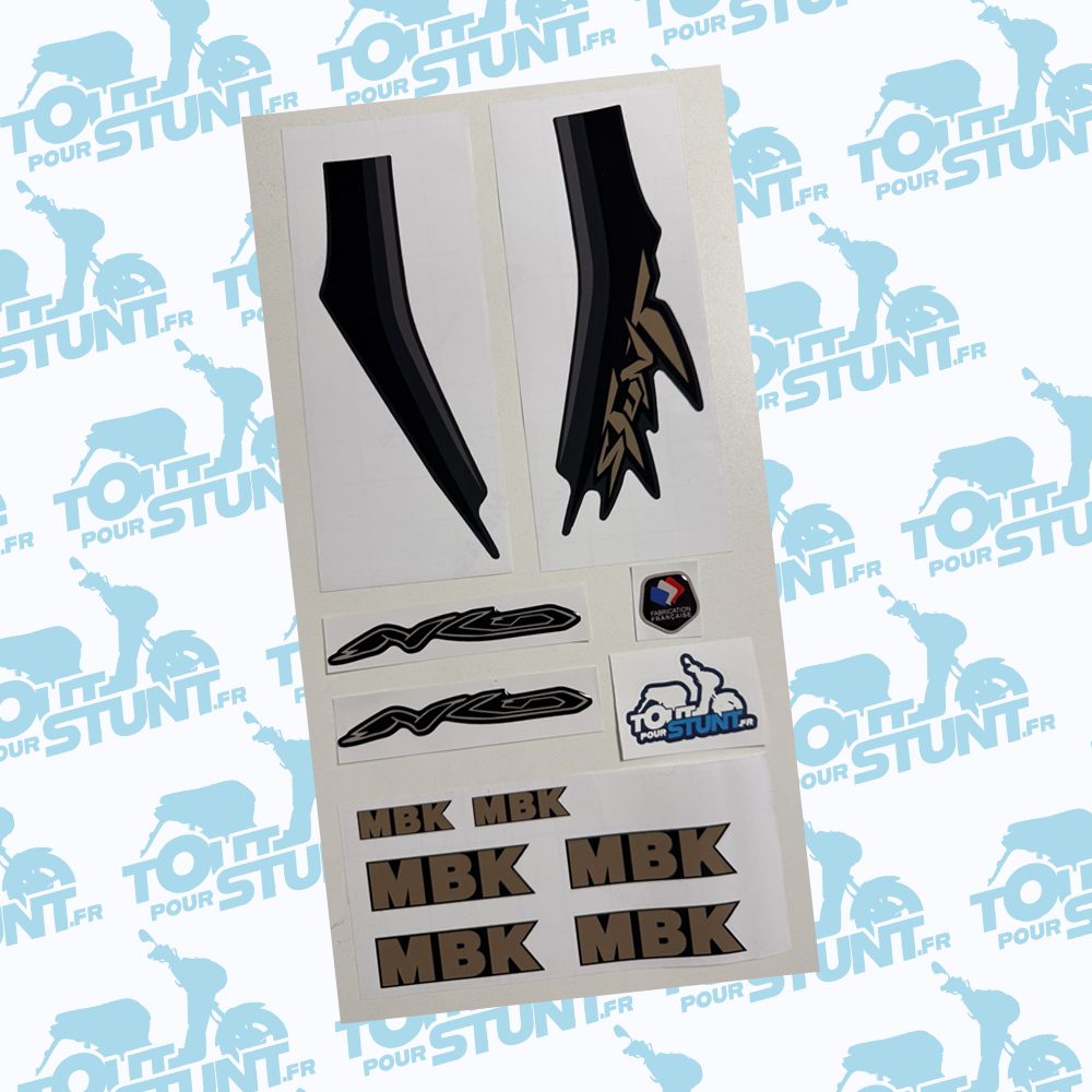 KIT DÉCO AUTOCOLLANT NOIR ET DORÉ NKD NAKED STUNT MBK YAMAHA