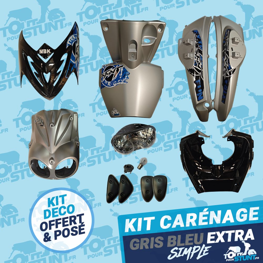 KIT CARÉNAGE SIMPLE GRIS ET BLEU EXTRA FUN STUNT MBK YAMAHA