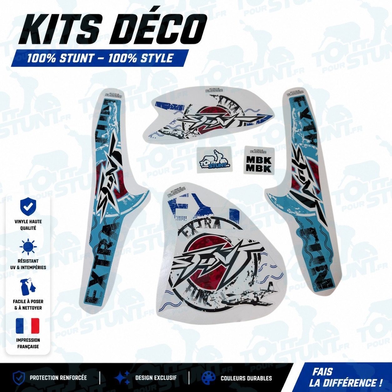 KIT DÉCO STUNT MBK BLEU & BLANC EXTRA FUN STUNT YAMAHA