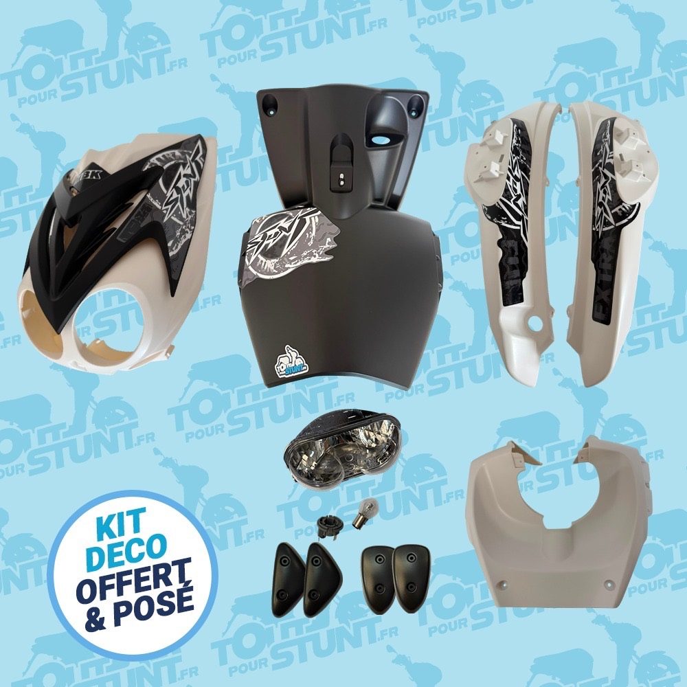 KIT CARÉNAGE SIMPLE BLANC ET NOIR EXTRA FUN STUNT MBK YAMAHA