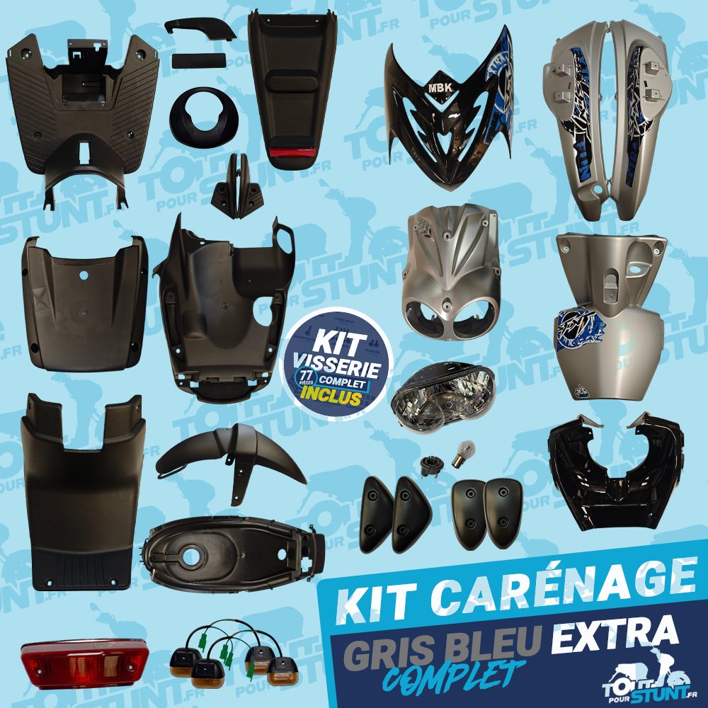 KIT CARÉNAGE COMPLET GRIS ET BLEU EXTRA FUN STUNT MBK YAMAHA