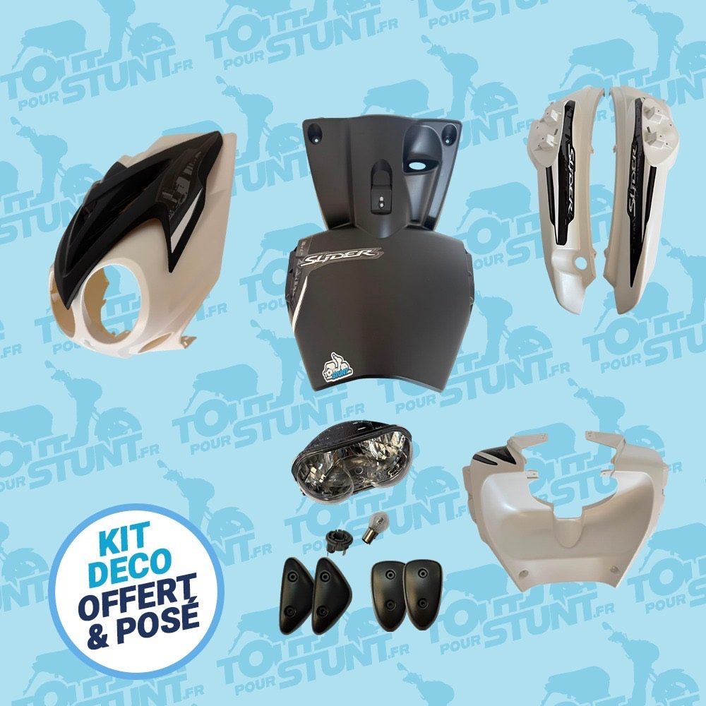 KIT CARÉNAGE SIMPLE NOIR ET BLANC SLIDER STUNT MBK YAMAHA