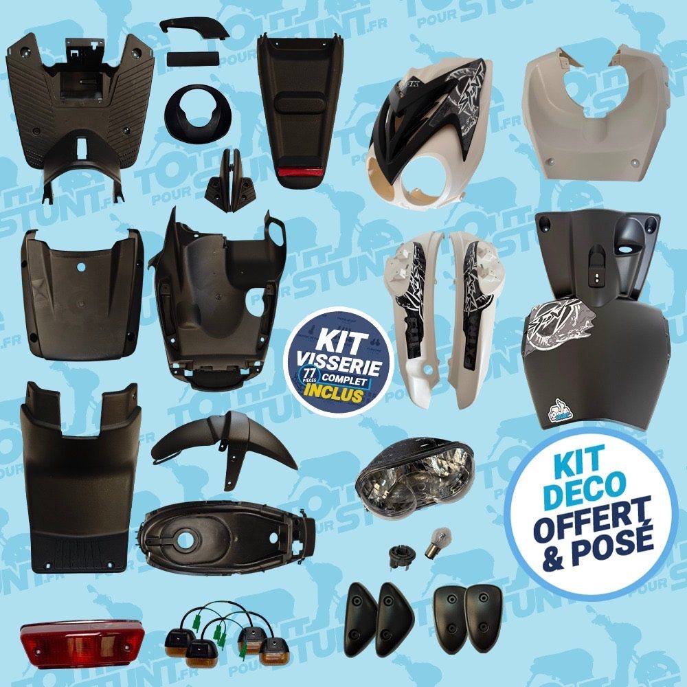  KIT CARÉNAGE COMPLET BLANC ET NOIR EXTRA FUN STUNT MBK YAMAHA