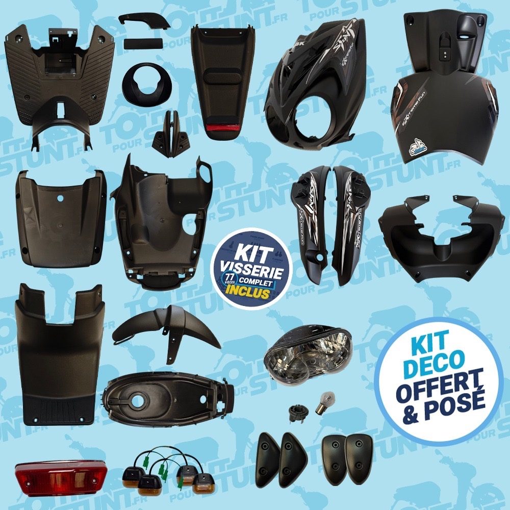 KIT CARÉNAGE COMPLET NOIR ET MARRON EXTRÊME FUN STUNT MBK YAMAHA