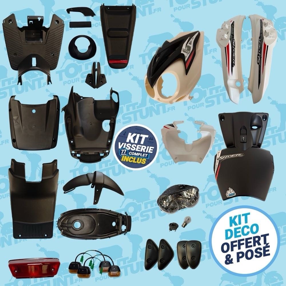 KIT CARÉNAGE COMPLET BLANC ET ROUGE SLIDER STUNT MBK YAMAHA