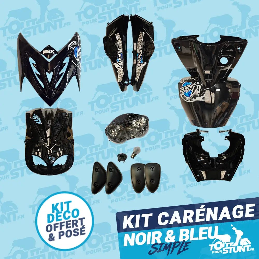 KIT CARÉNAGE SIMPLE NOIR ET BLEU EXTRA FUN STUNT MBK YAMAHA