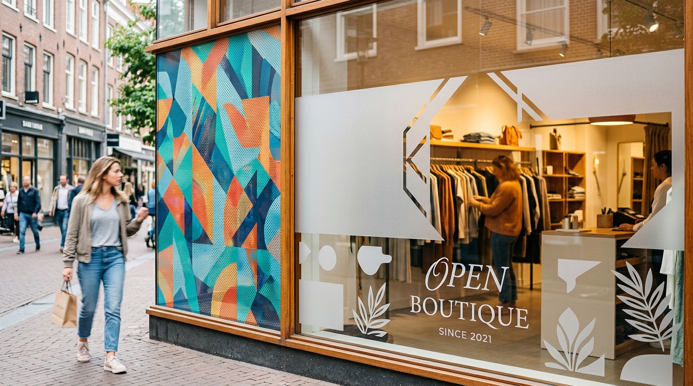 Adhésif vitrine : micro-perforé, dépoli ou découpé, lequel choisir ?