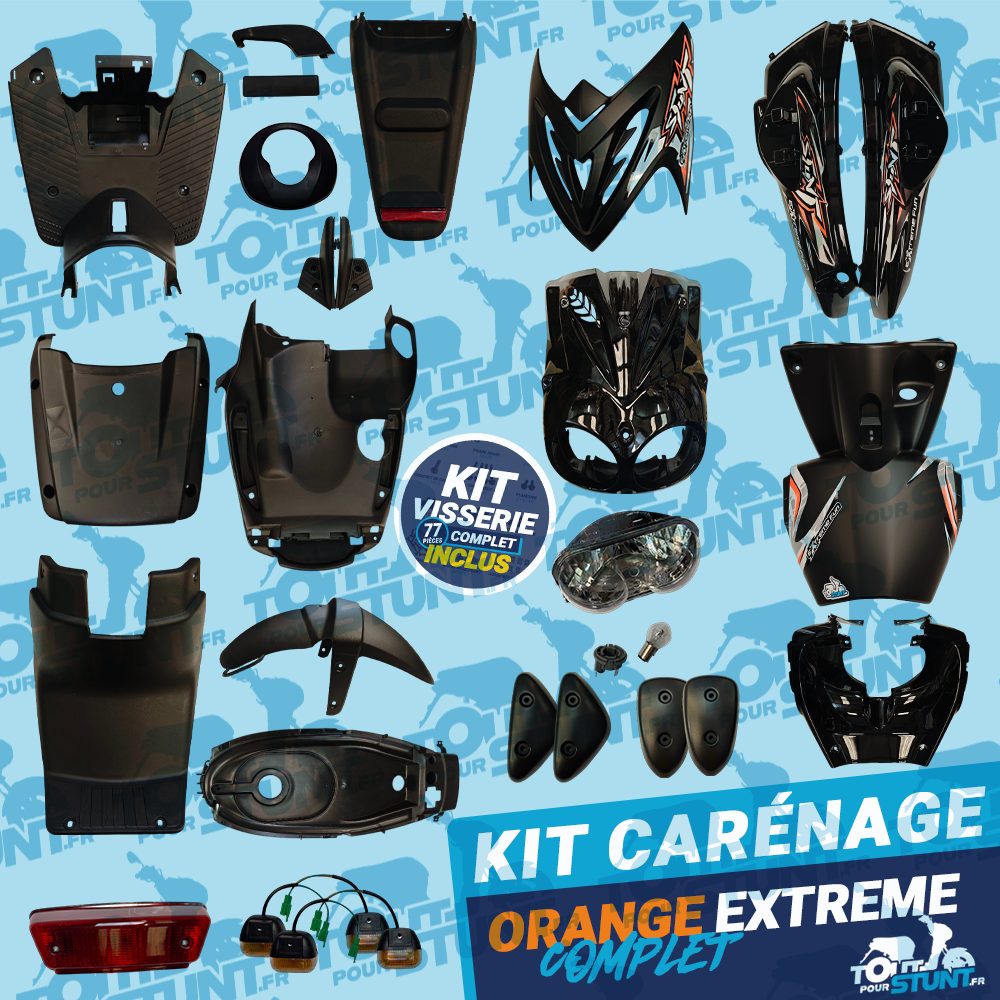  KIT CARÉNAGE COMPLET NOIR ORANGE EXTRÊME FUN STUNT MBK YAMAHA