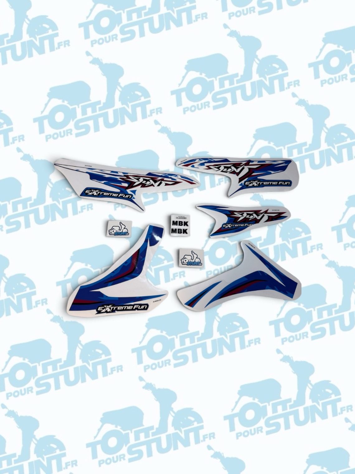 KIT DÉCO STUNT MBK BLEU & ROUGE YAMAHA EXTRA FUN