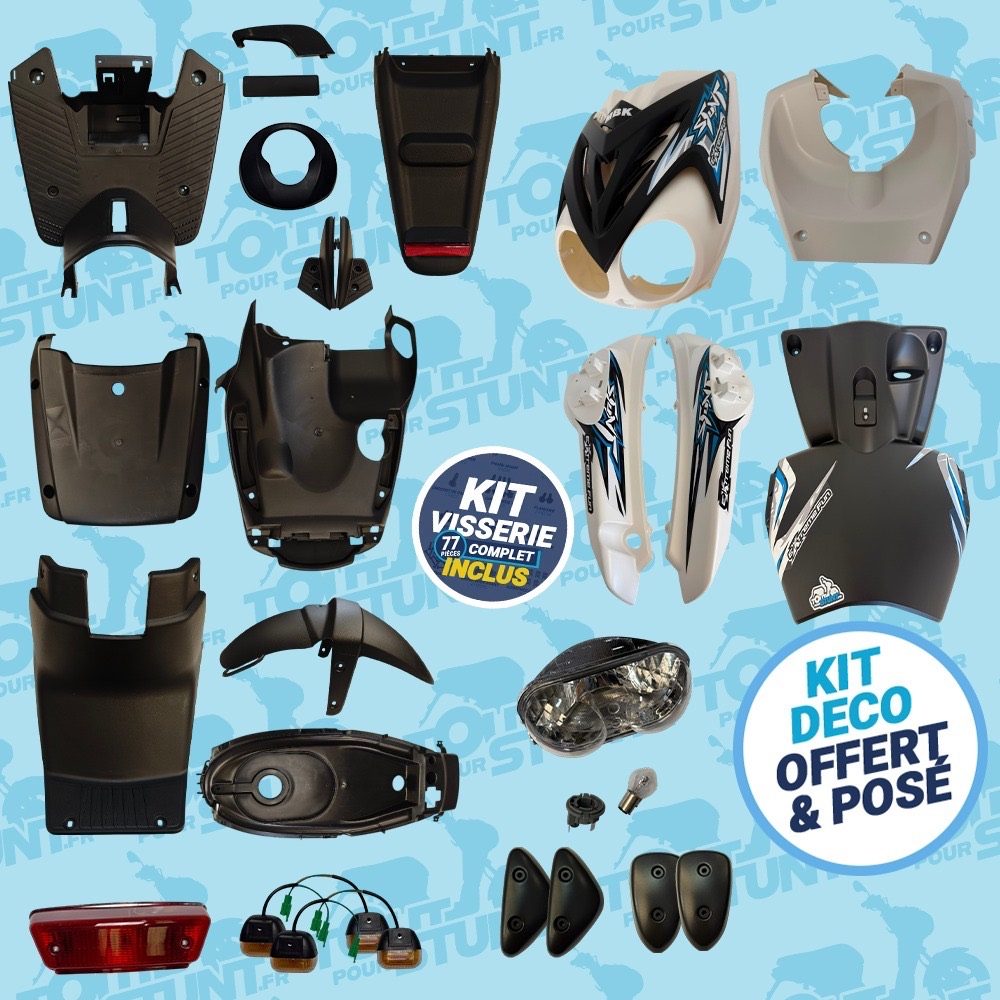 Kit carénage - blanc et bleu extrême Stunt > complet