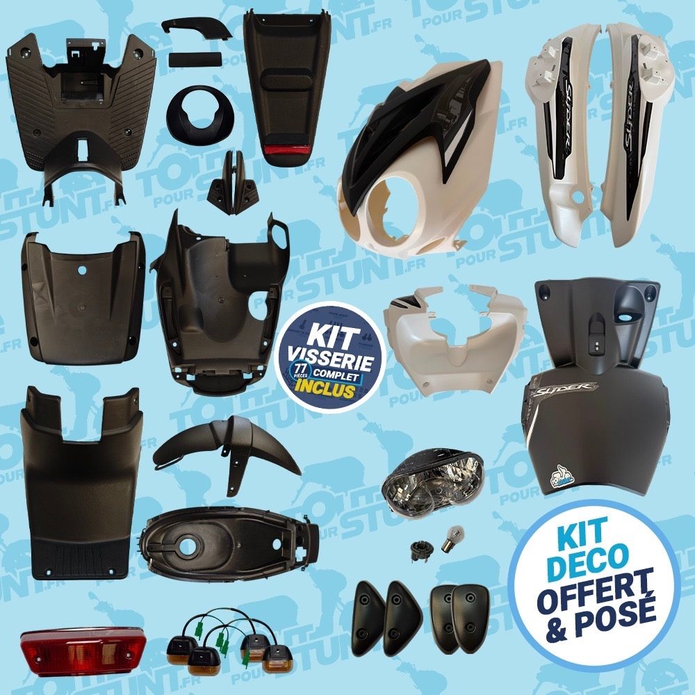  KIT CARÉNAGE COMPLET BLANC ET NOIR SLIDER STUNT MBK YAMAHA