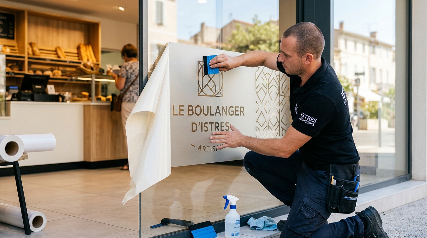 Pose d'adhésif vitrine sans bulles : les conseils de pro d'OTOP Istres