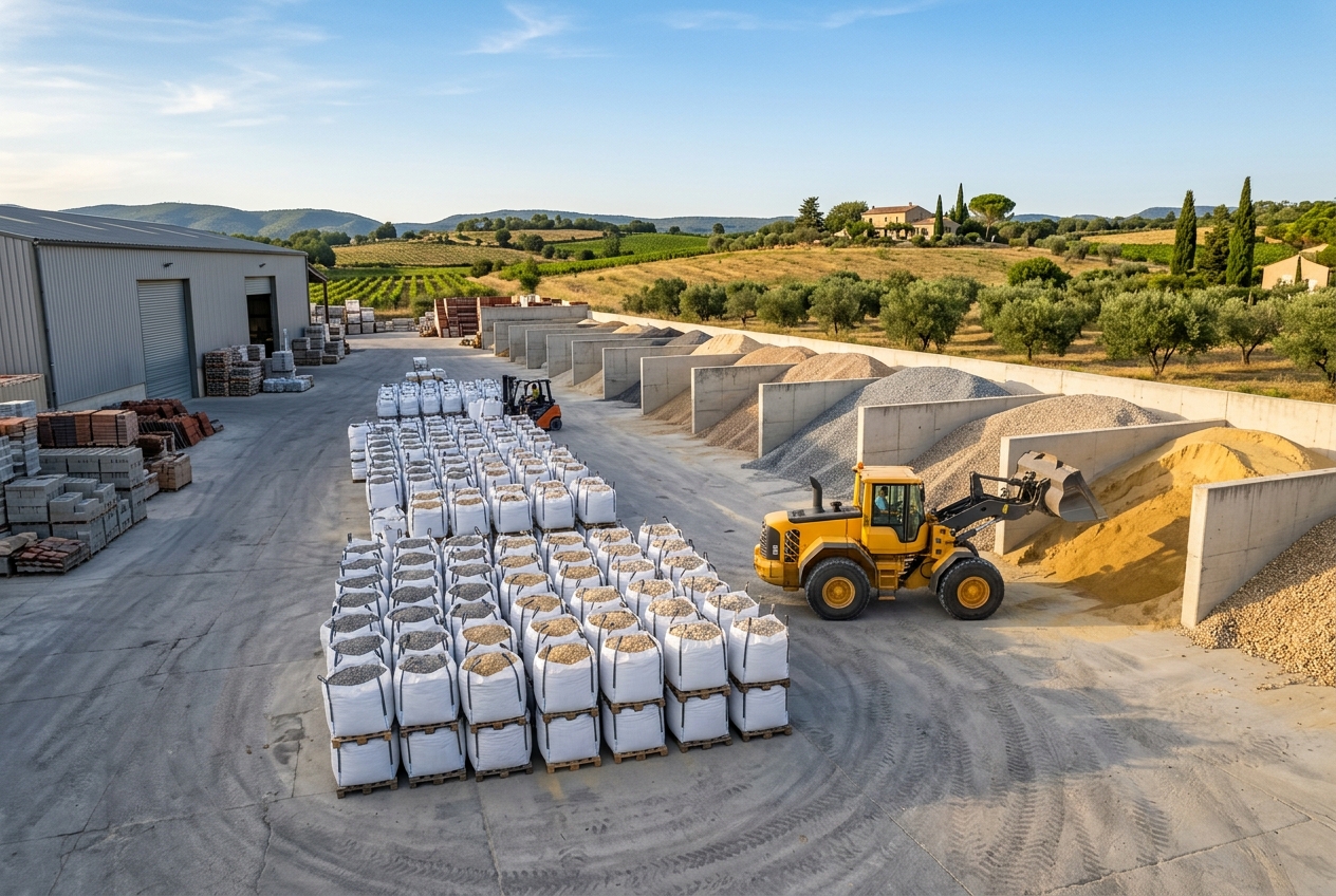Dépôt de matériaux Démo — Matériaux & Négoce à Istres — graviers, sables et big bags en direct de carrière